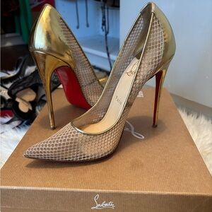 Christian Louboutin Gold Mesh and Red Heels